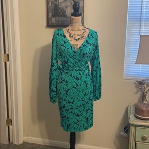 Navy/Emerald London Times Wrap Dress